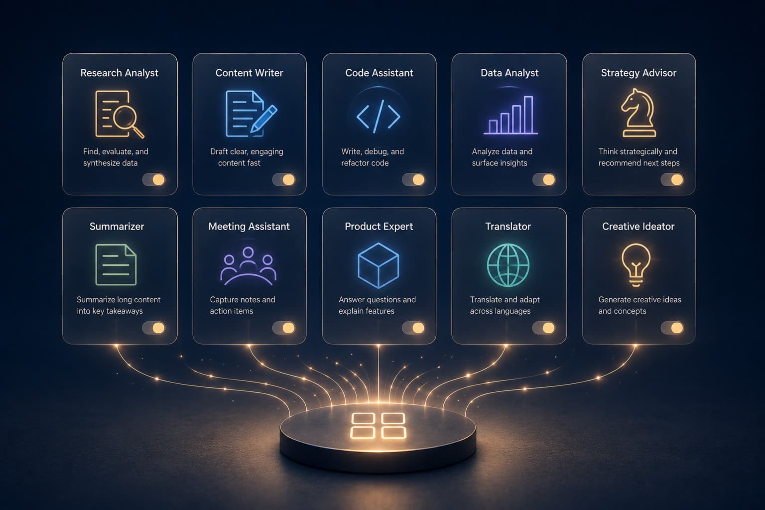 Abstract illustration of modular, reusable AI skill tools